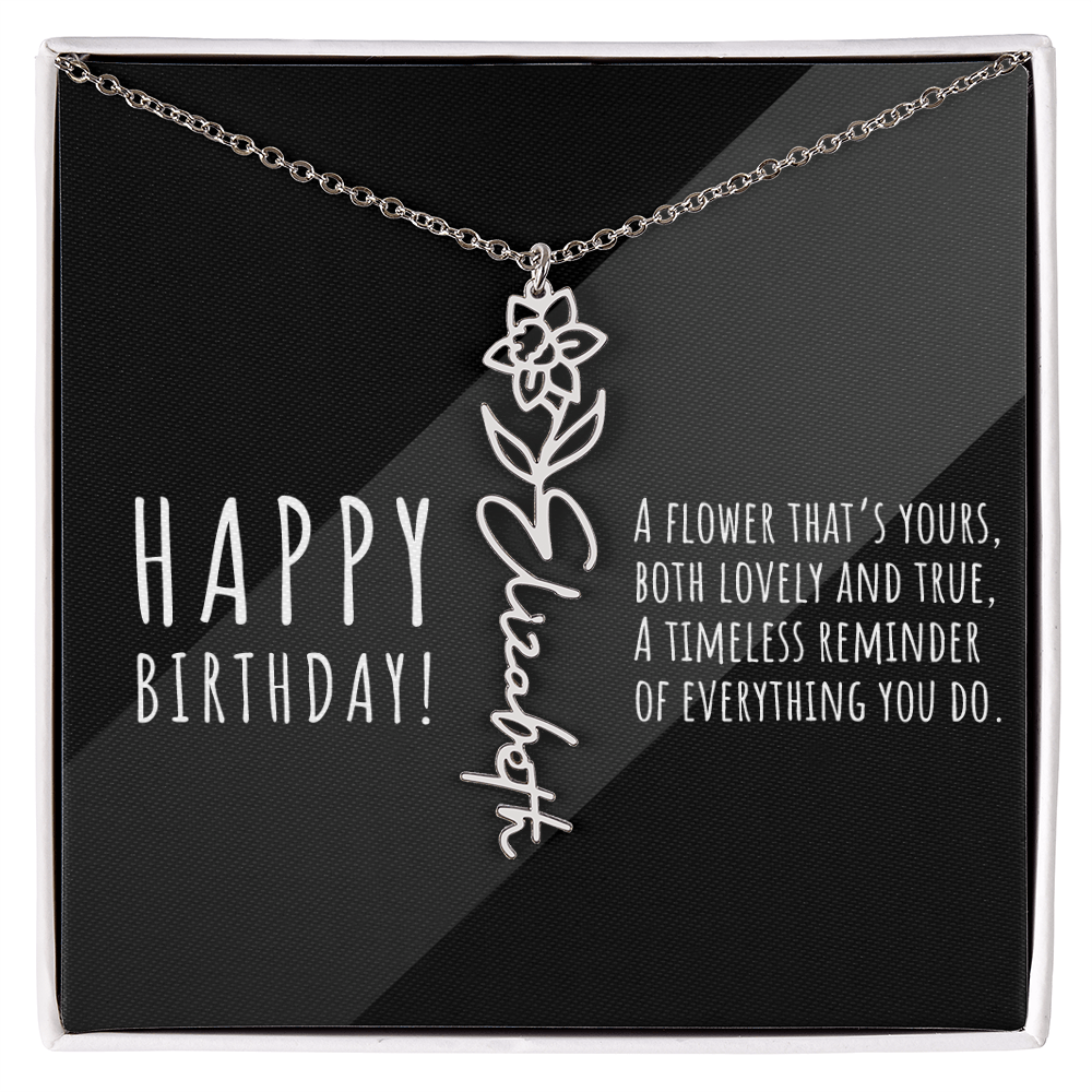 Birth Flower Name Necklace
