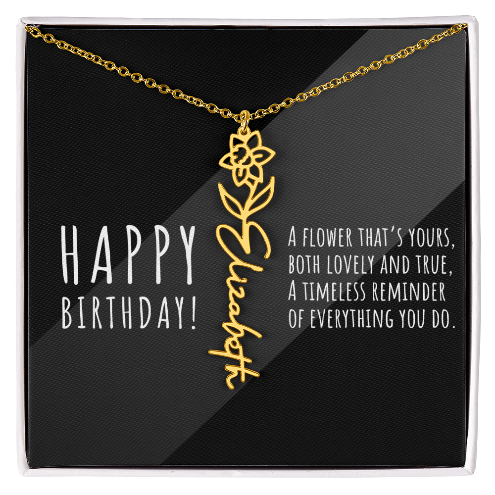 Birth Flower Name Necklace