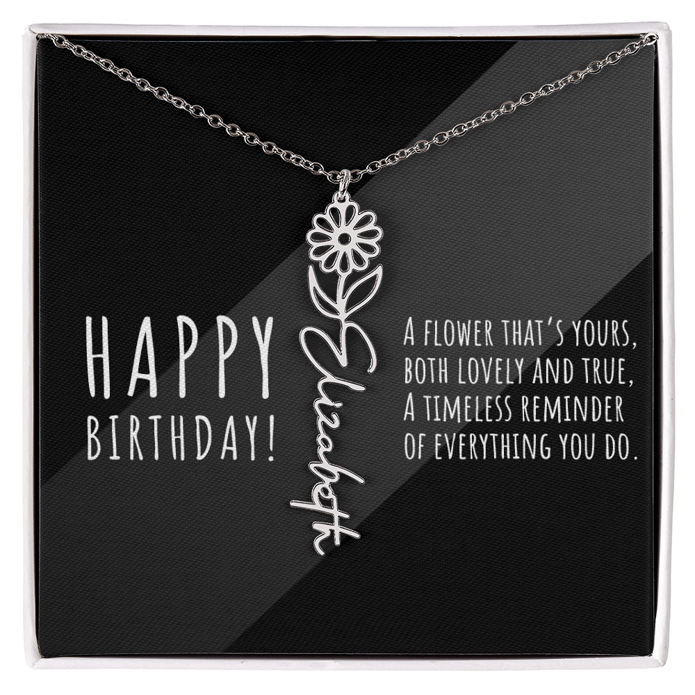 Birth Flower Name Necklace