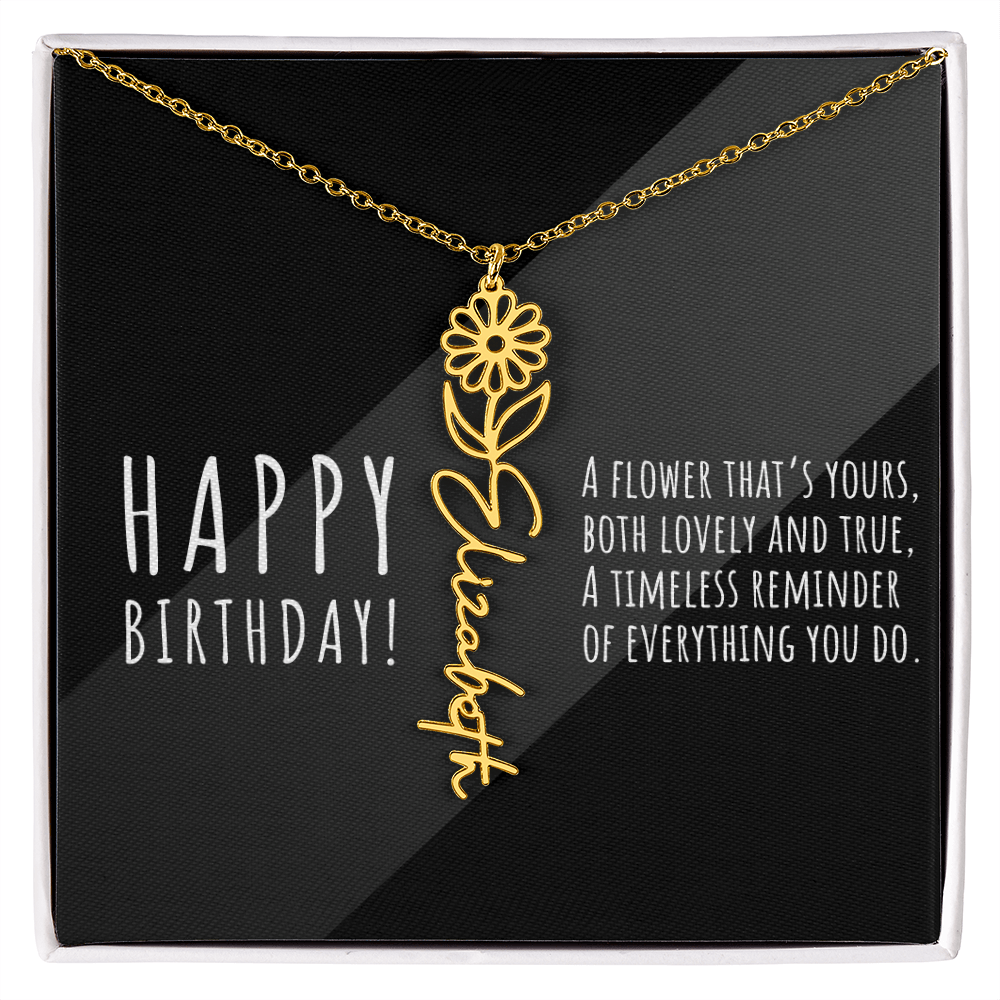 Birth Flower Name Necklace