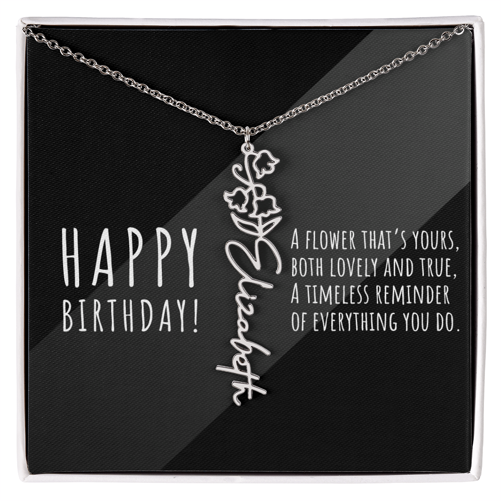 Birth Flower Name Necklace