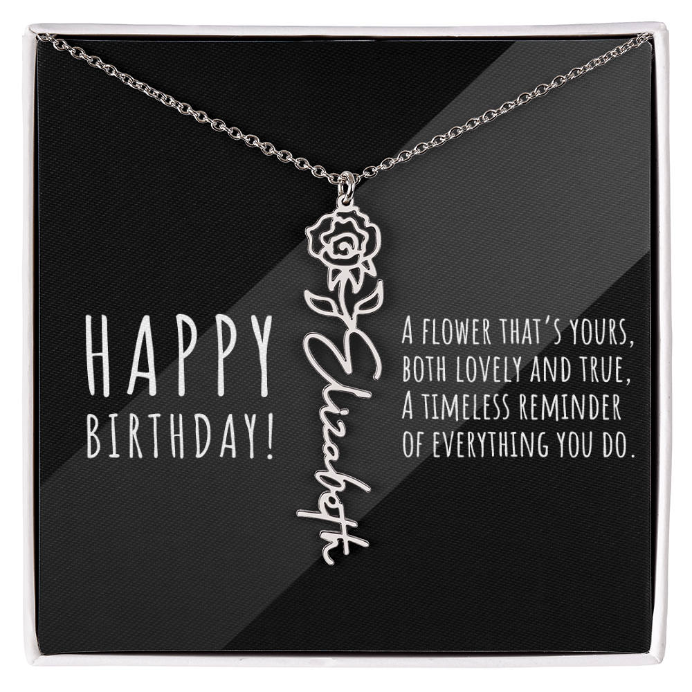Birth Flower Name Necklace