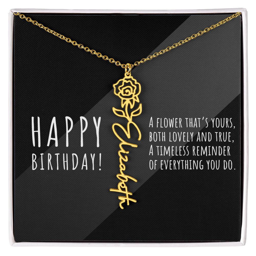 Birth Flower Name Necklace