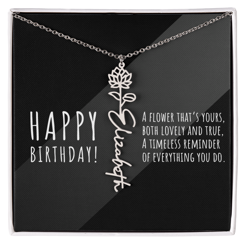 Birth Flower Name Necklace