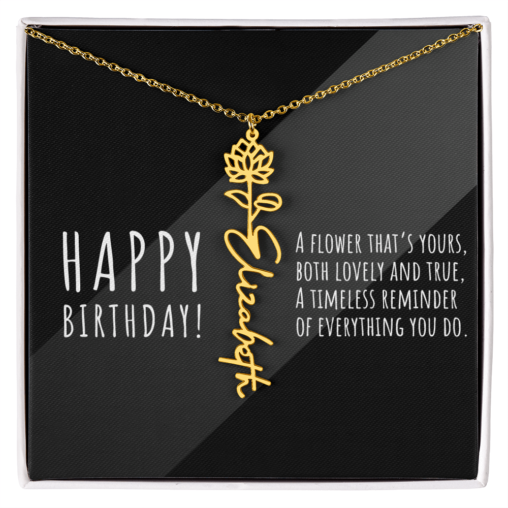 Birth Flower Name Necklace