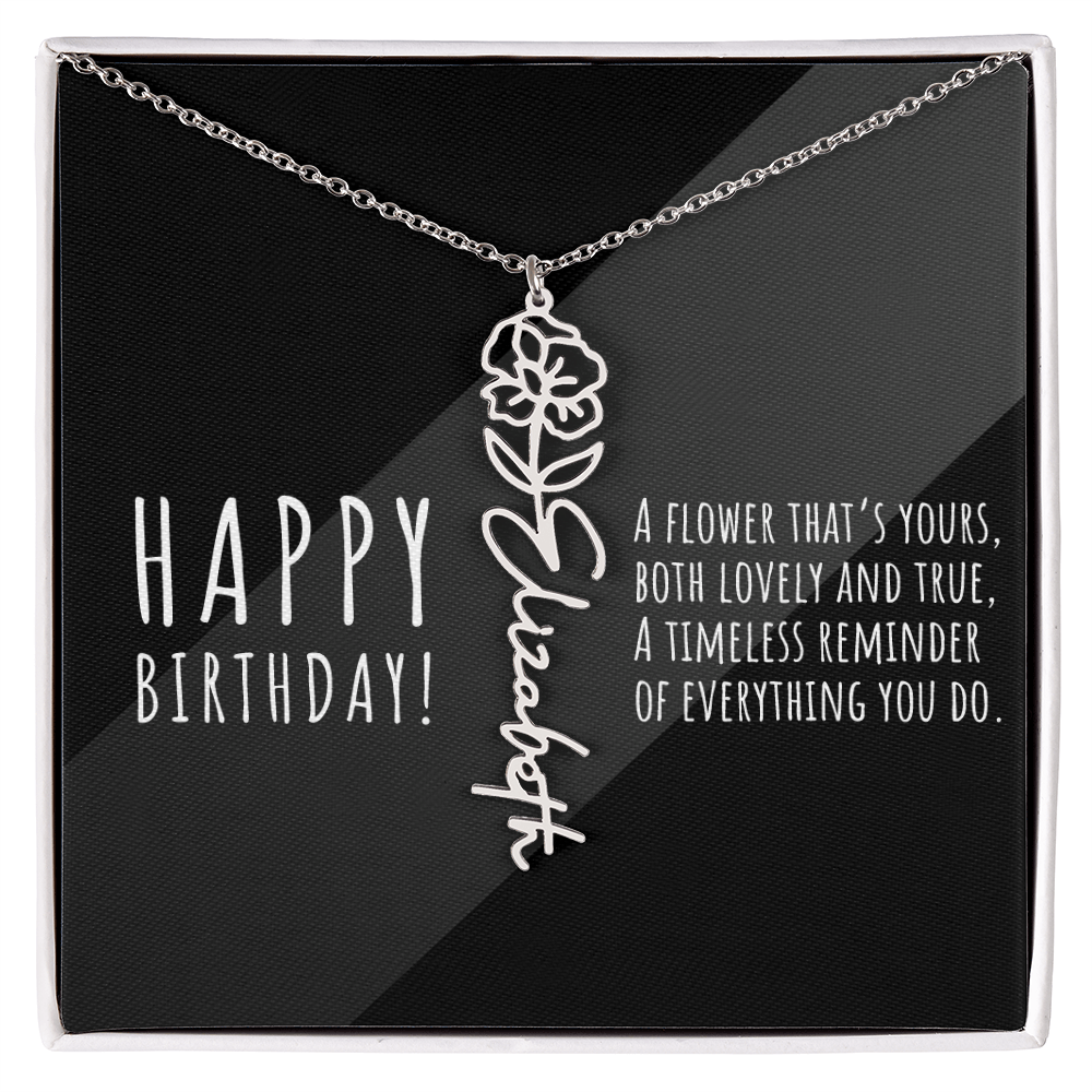 Birth Flower Name Necklace