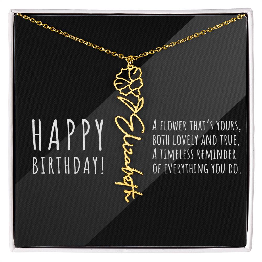 Birth Flower Name Necklace