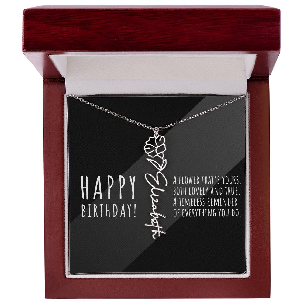 Birth Flower Name Necklace