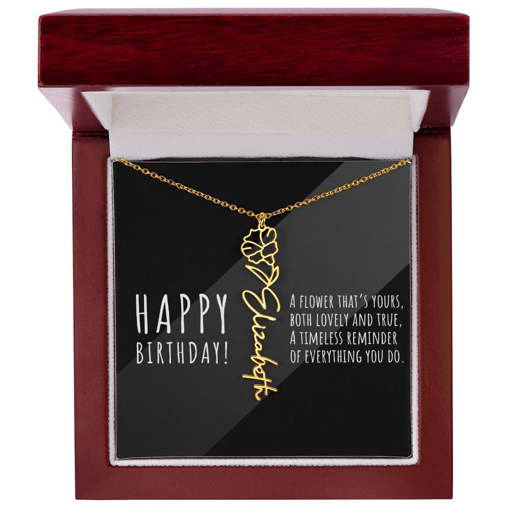 Birth Flower Name Necklace
