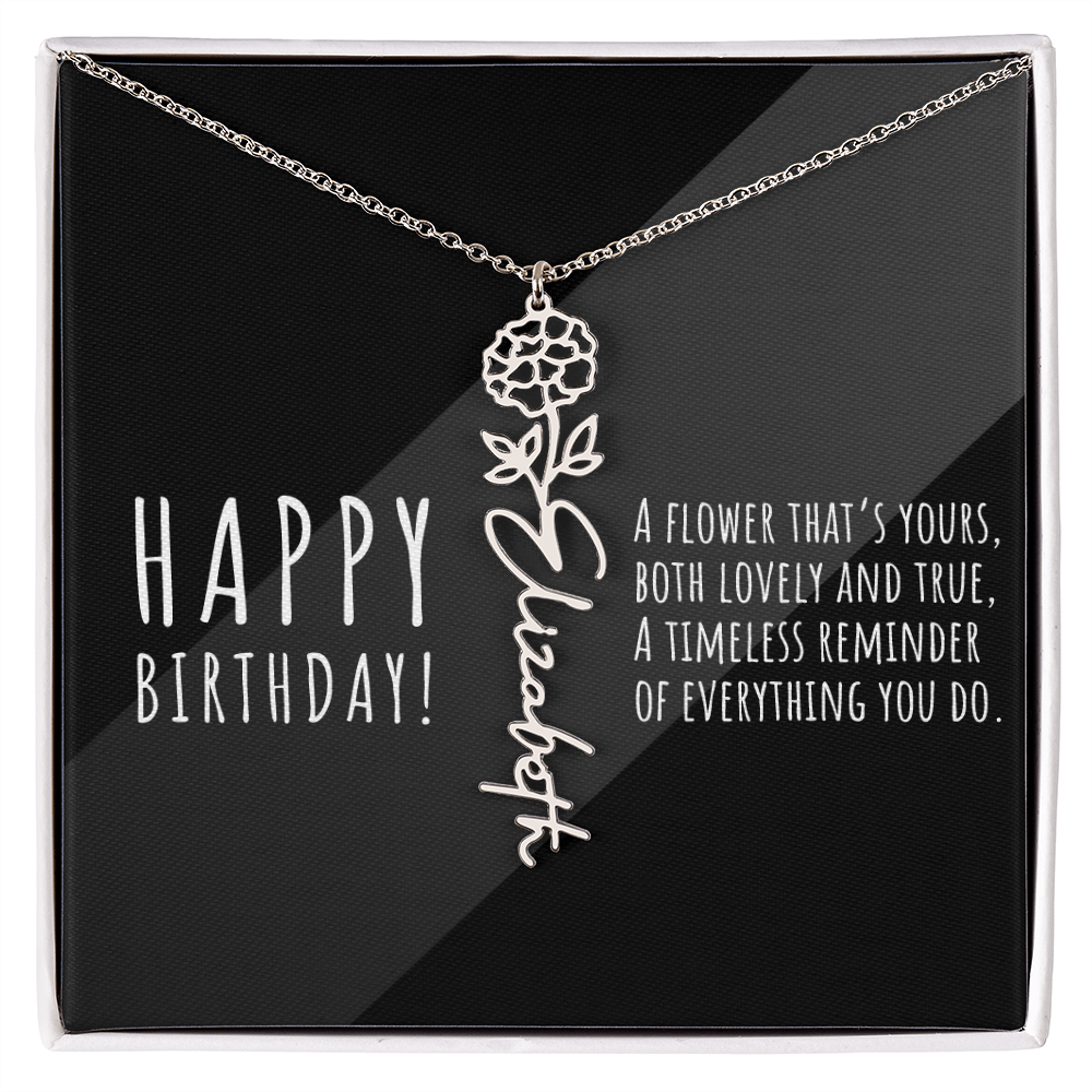 Birth Flower Name Necklace