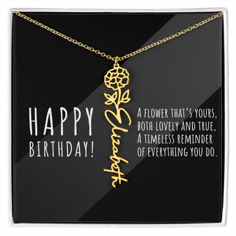 Birth Flower Name Necklace