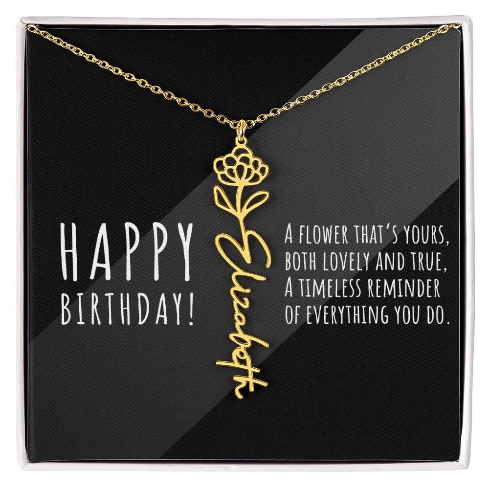 Birth Flower Name Necklace