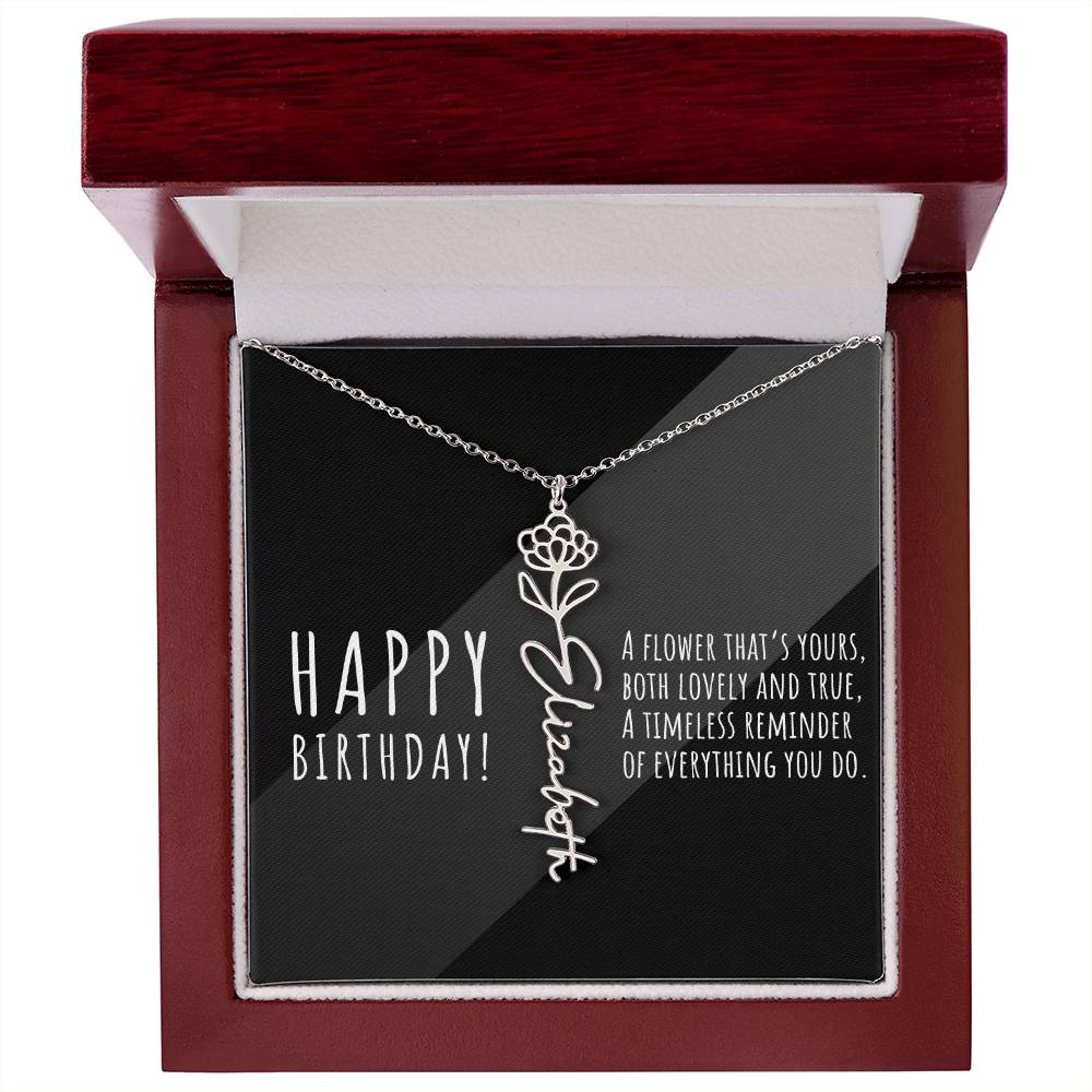 Birth Flower Name Necklace