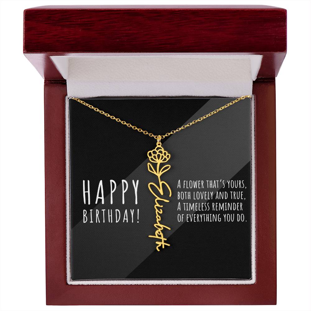 Birth Flower Name Necklace