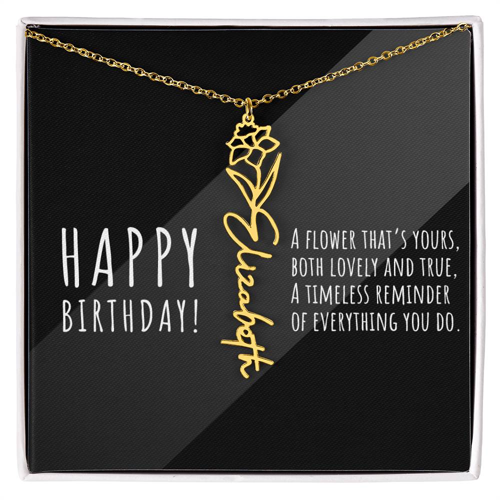 Birth Flower Name Necklace