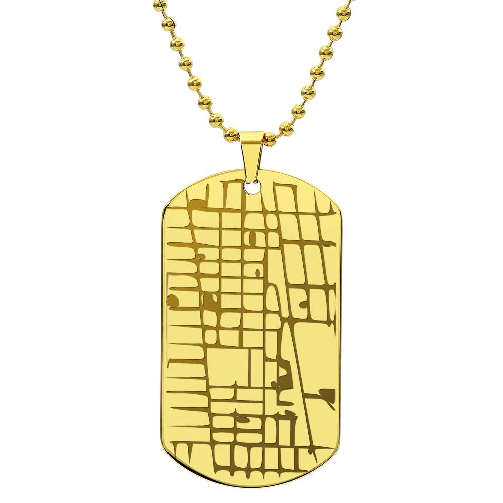 Outglare Engraved Map Dog Tag Necklace