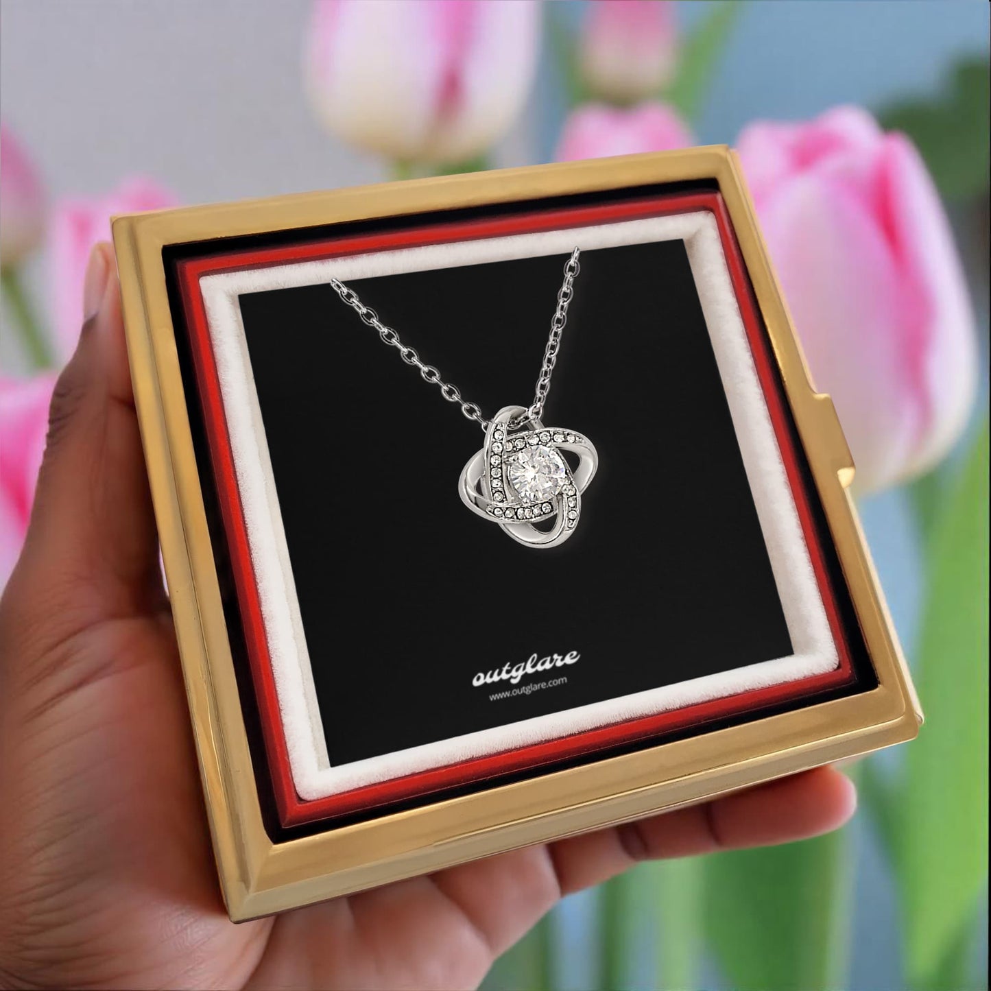 Rotating Rose and Necklace Set