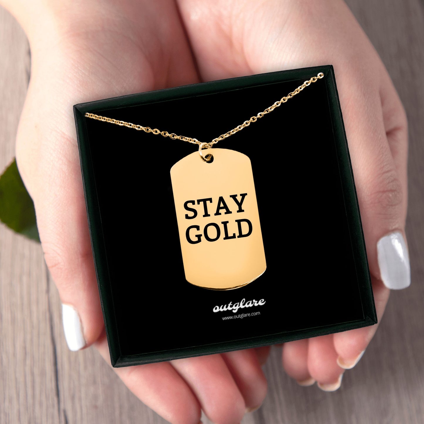 Stay Gold Tag Necklace