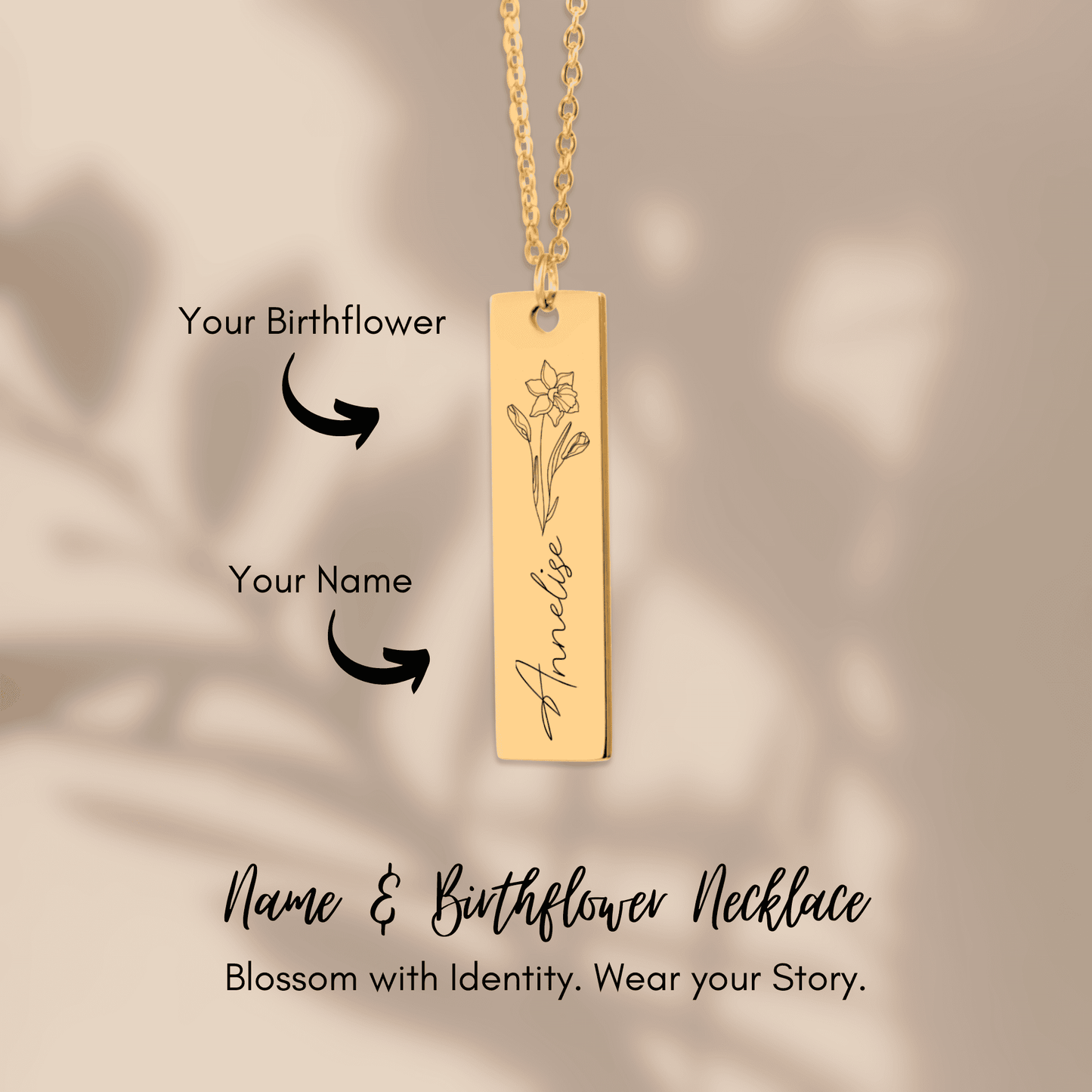 Name and Birthflower Necklace