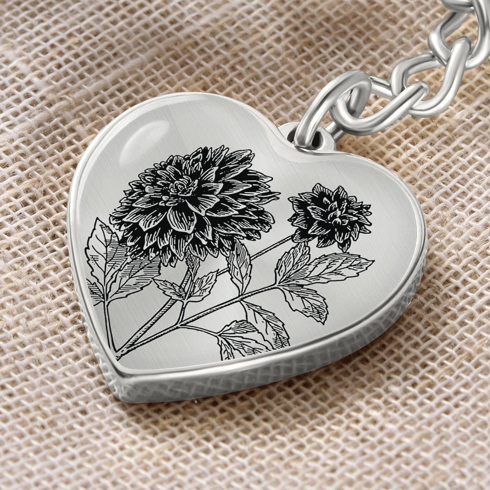 Dahlia Heart Keychain