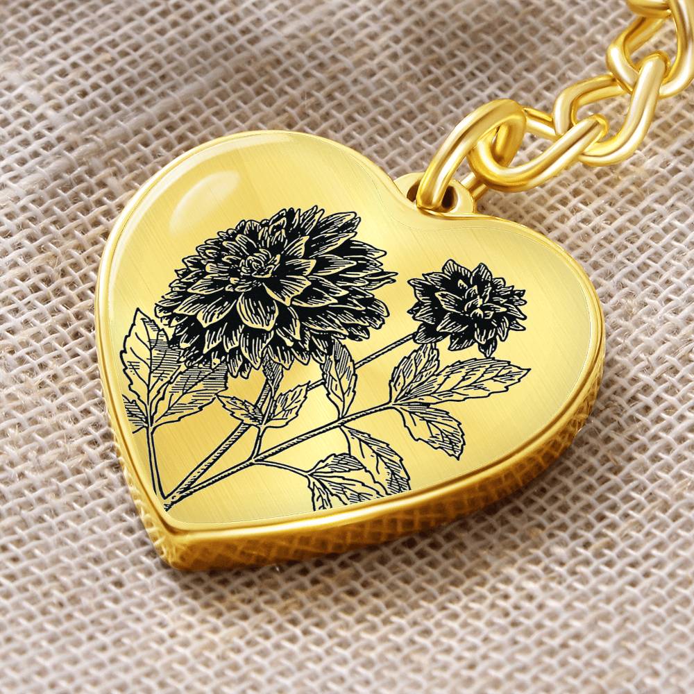 Dahlia Heart Keychain