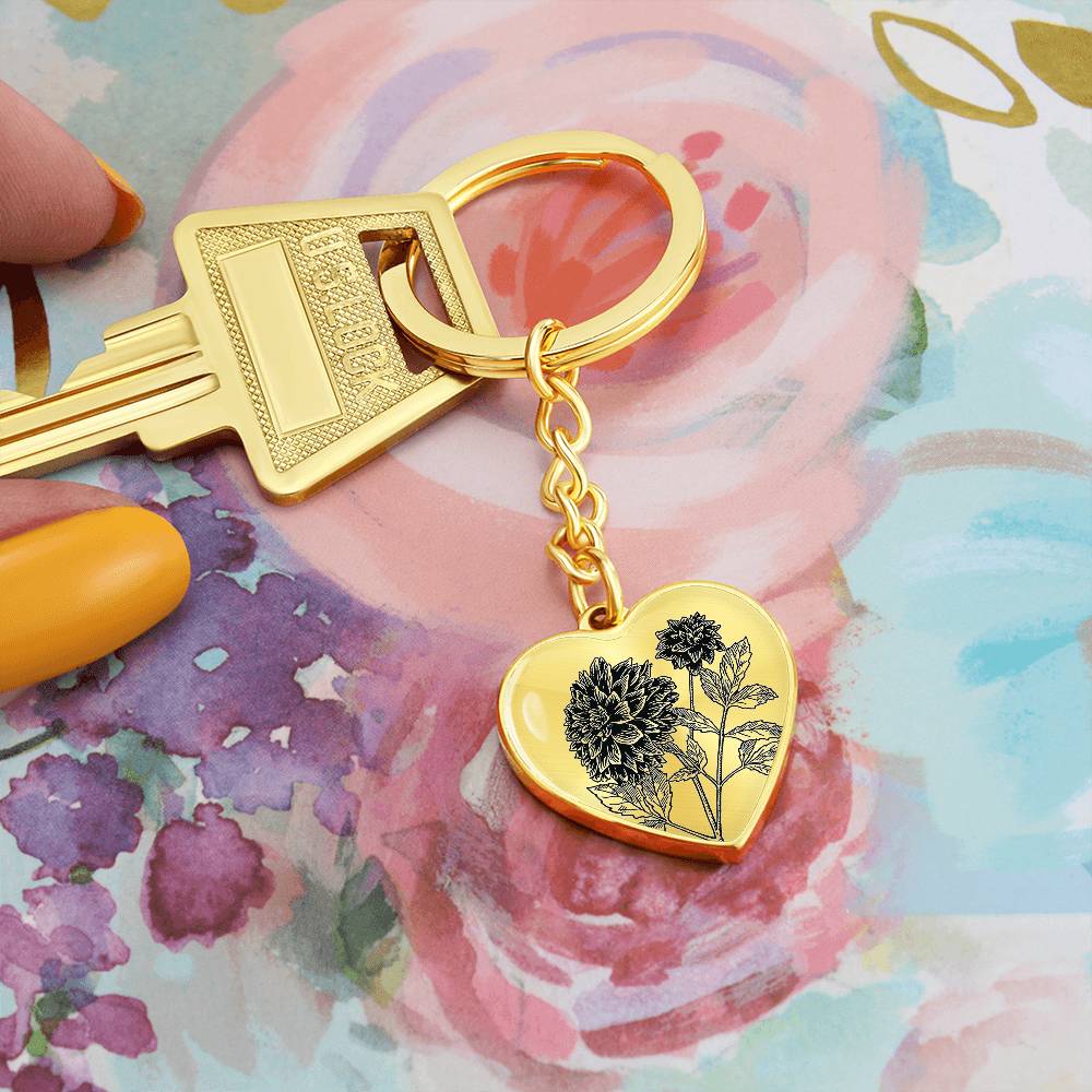 Dahlia Heart Keychain