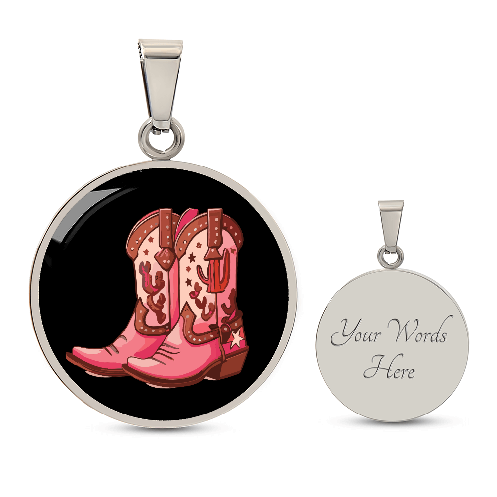Cowgirl Pink Boots Necklace
