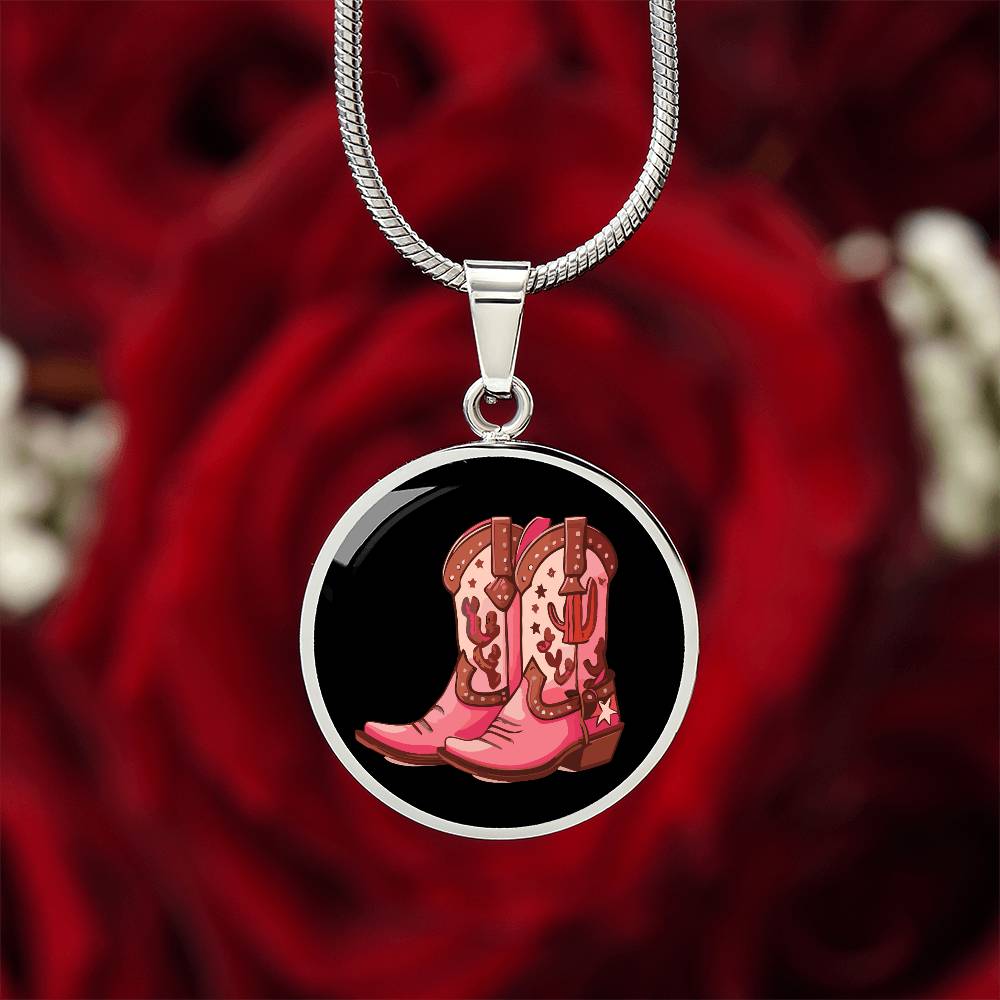 Cowgirl Pink Boots Necklace