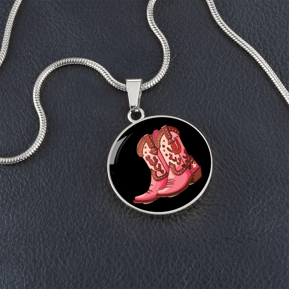 Cowgirl Pink Boots Necklace