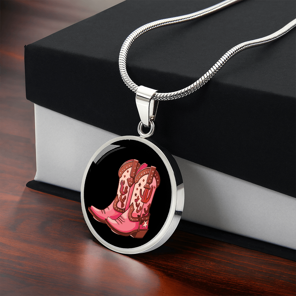 Cowgirl Pink Boots Necklace