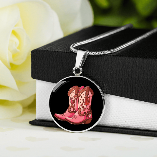 Cowgirl Pink Boots Necklace
