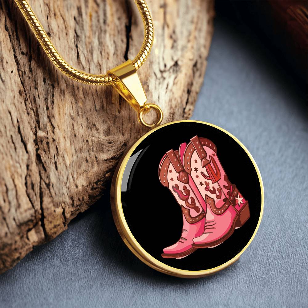 Cowgirl Pink Boots Necklace