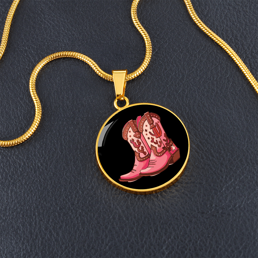 Cowgirl Pink Boots Necklace