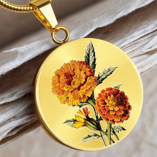 Marigold necklace October Birth Flower Jewelry