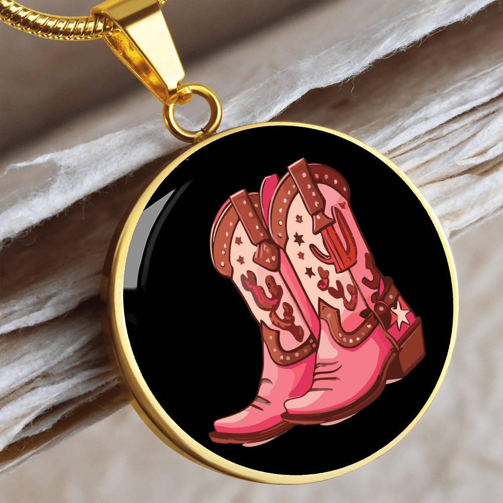 Cowgirl Pink Boots Necklace