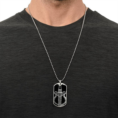 Violin Dog Tag Necklace