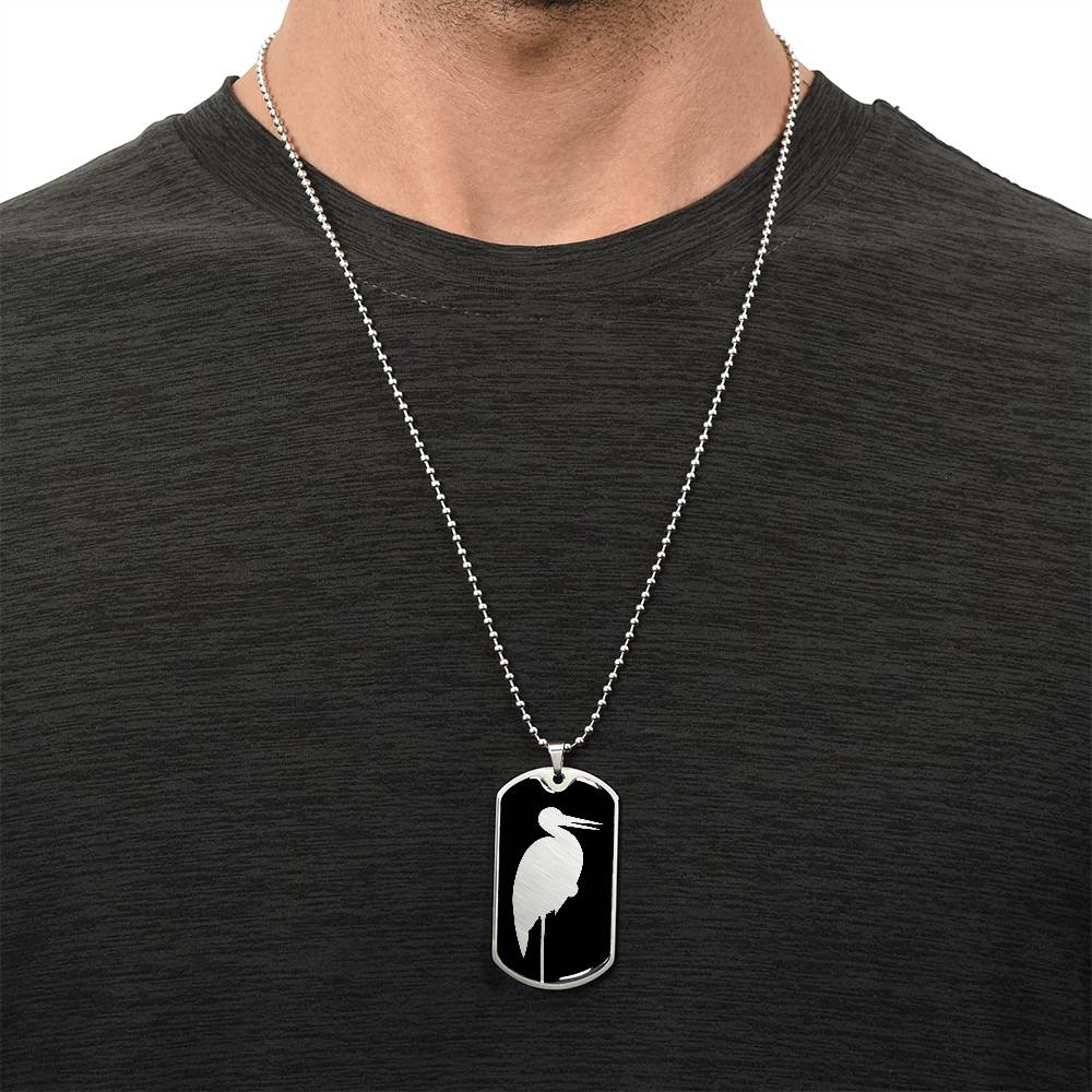 Stork Dog Tag Necklace