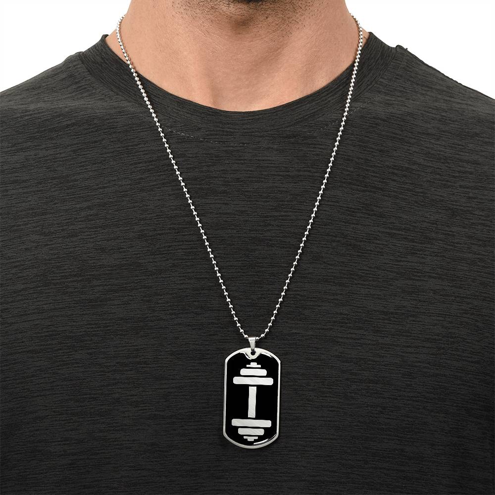 Dumbbell Dog Tag Necklace