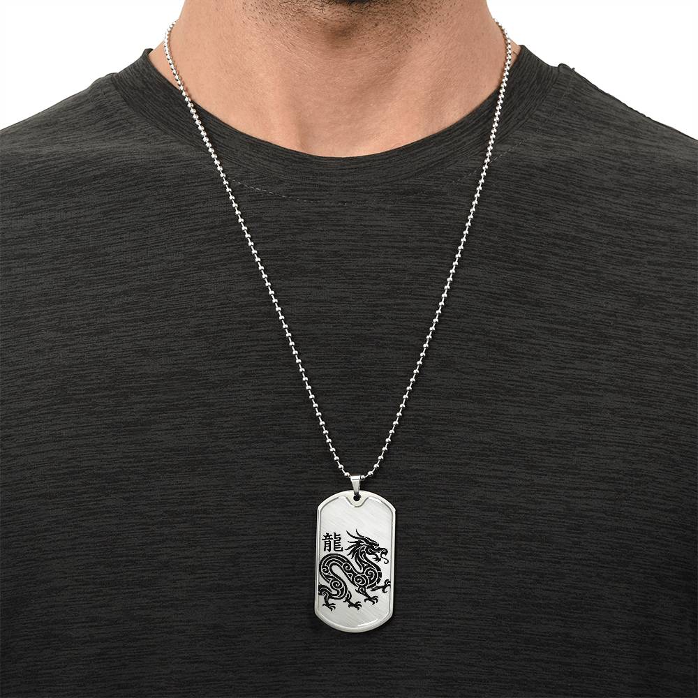 Year of the Metal Dragon Dog Tag Necklace