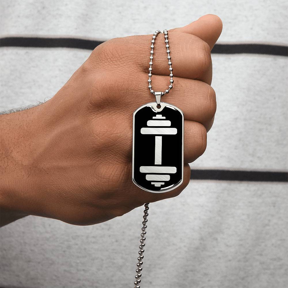 Dumbbell Dog Tag Necklace
