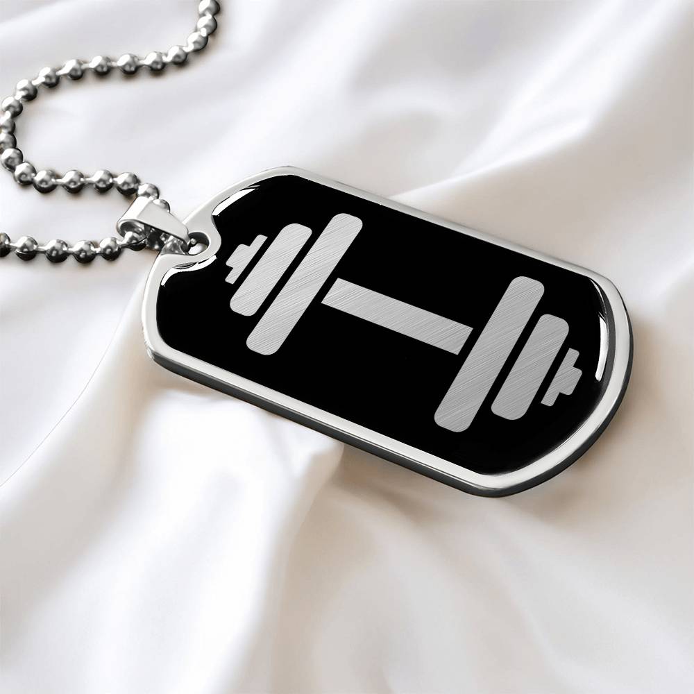Dumbbell Dog Tag Necklace