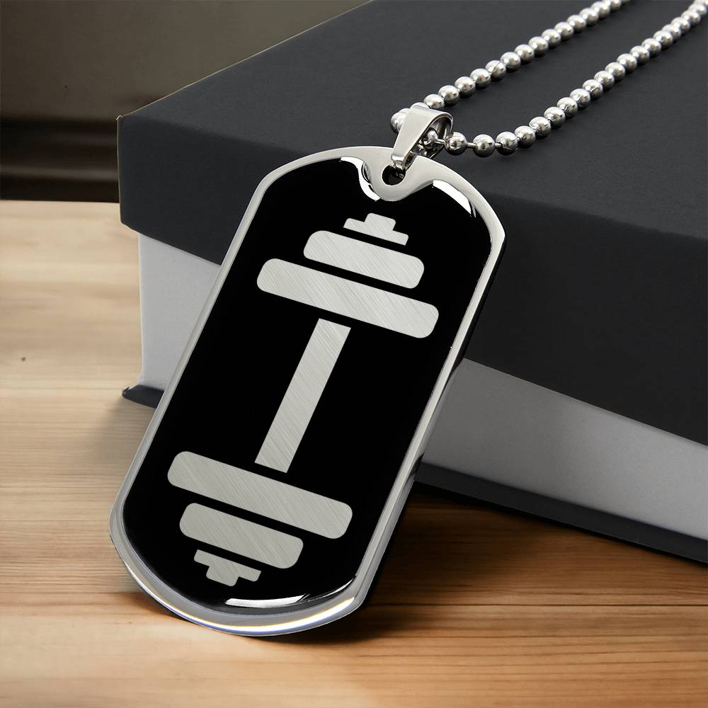 Dumbbell Dog Tag Necklace