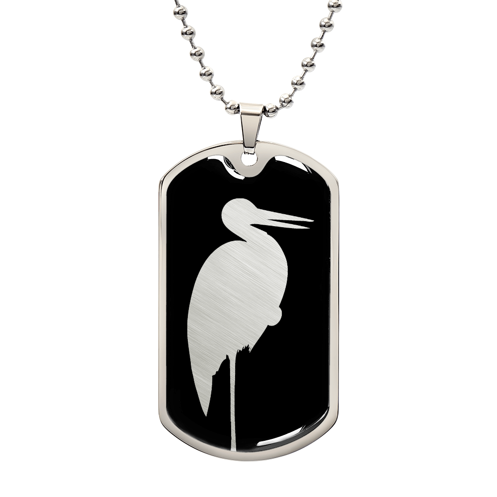 Stork Dog Tag Necklace