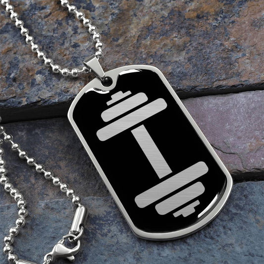 Dumbbell Dog Tag Necklace