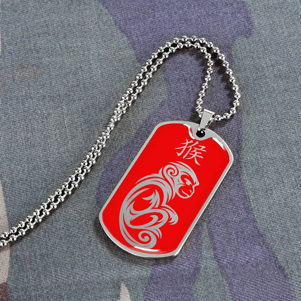 Year of the Fire Monkey Dog Tag Necklace