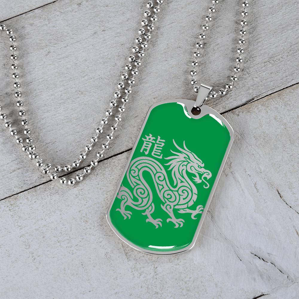 Year of the Wood Dragon Dog Tag Necklace