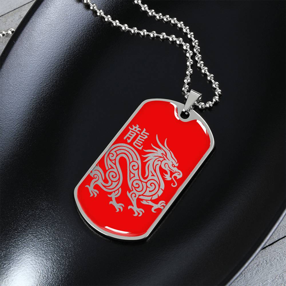Year of the Fire Dragon Dog Tag Necklace