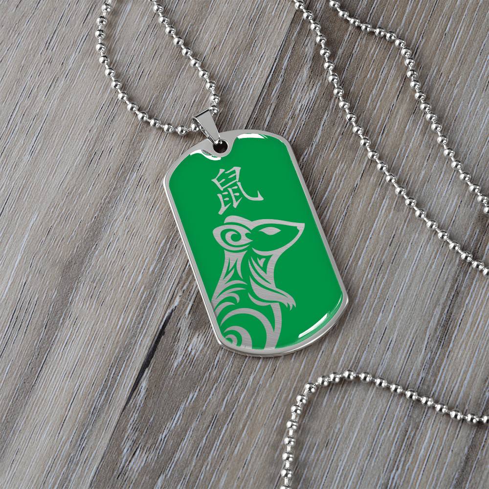 Year of the Wood Rat Dog Tag Necklace