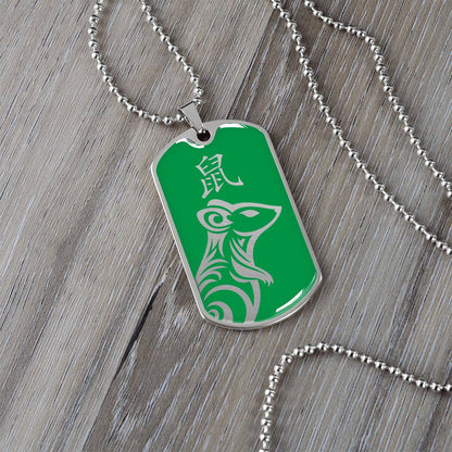 Year of the Wood Rat Dog Tag Necklace