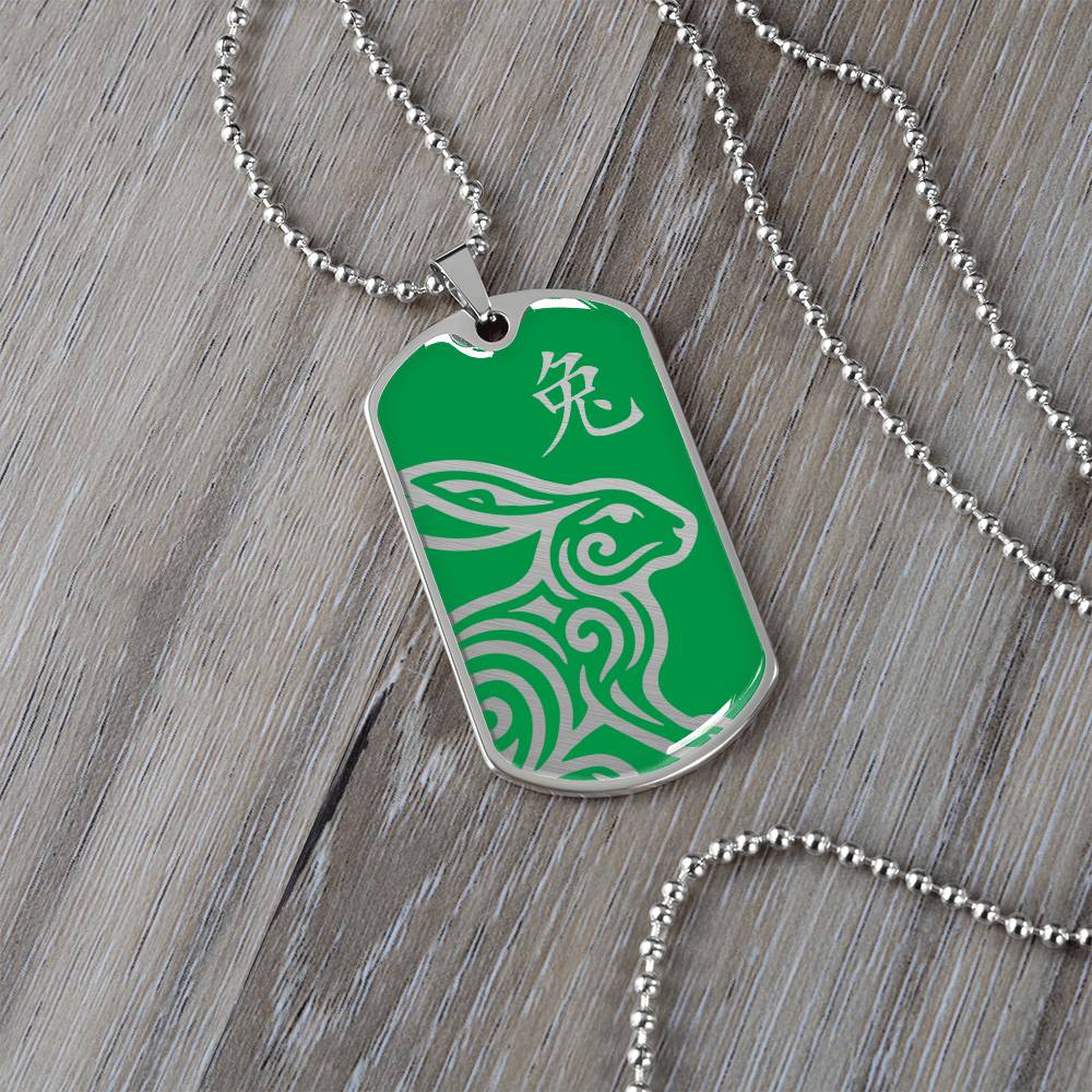 Year of the Wood Rabbit Dog Tag Necklace